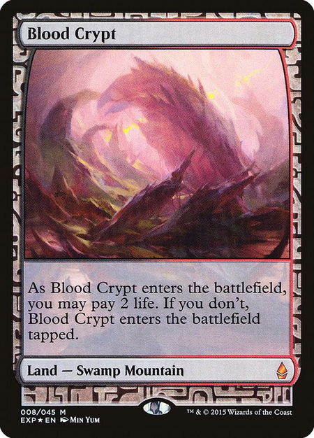 Blood Crypt trading card from Zendikar Expeditions Blood Crypt - Zendikar Expeditions Magic: The Gathering trading card