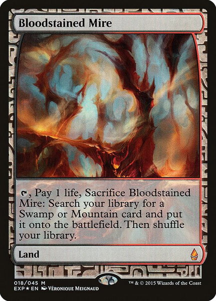 Bloodstained Mire trading card from Zendikar Expeditions Bloodstained Mire - Zendikar Expeditions Magic: The Gathering trading card