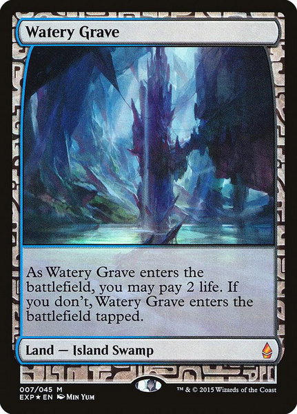 Watery Grave trading card from Zendikar Expeditions Watery Grave - Zendikar Expeditions Magic: The Gathering trading card