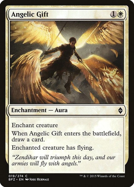 Angelic Gift trading card from Battle for Zendikar Angelic Gift - Battle for Zendikar Magic: The Gathering trading card