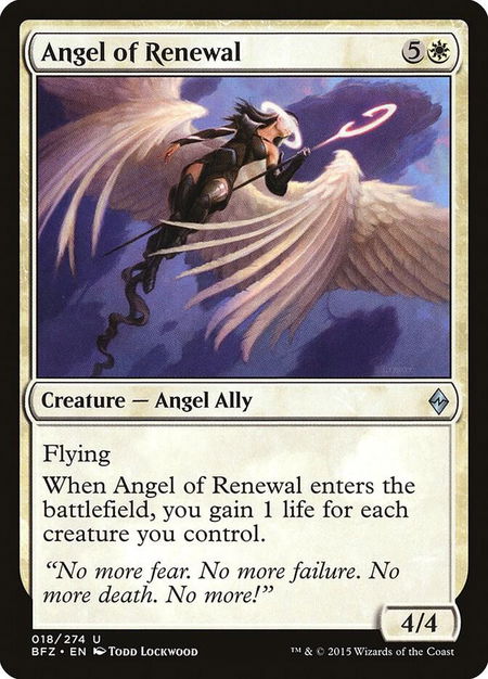 Angel of Renewal trading card from Battle for Zendikar Angel of Renewal - Battle for Zendikar Magic: The Gathering trading card