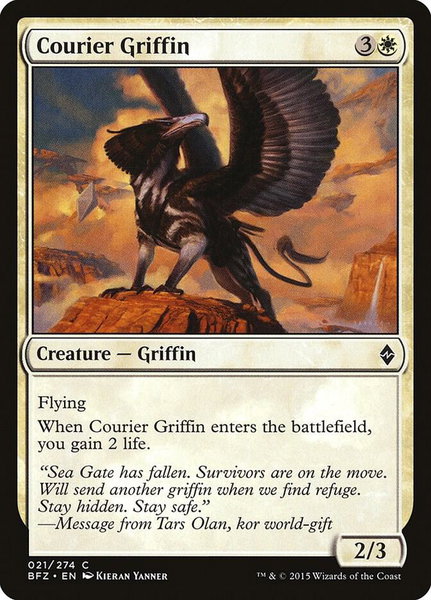 Courier Griffin trading card from Battle for Zendikar Courier Griffin - Battle for Zendikar Magic: The Gathering trading card