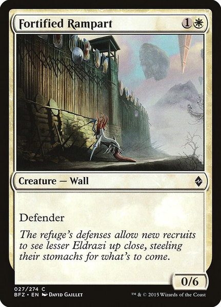 Fortified Rampart trading card from Battle for Zendikar Fortified Rampart - Battle for Zendikar Magic: The Gathering trading card