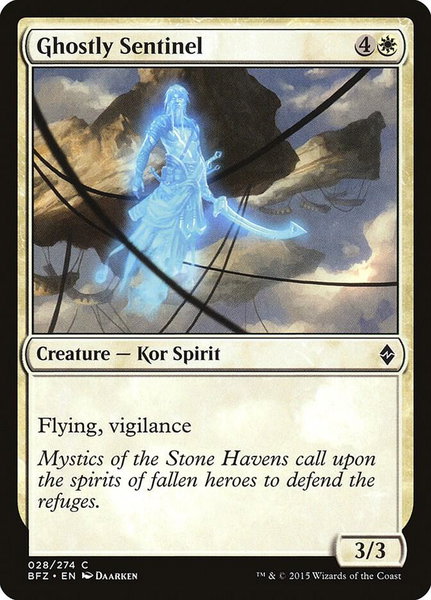 Ghostly Sentinel trading card from Battle for Zendikar Ghostly Sentinel - Battle for Zendikar Magic: The Gathering trading card