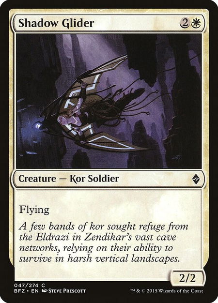 Shadow Glider trading card from Battle for Zendikar Shadow Glider - Battle for Zendikar Magic: The Gathering trading card