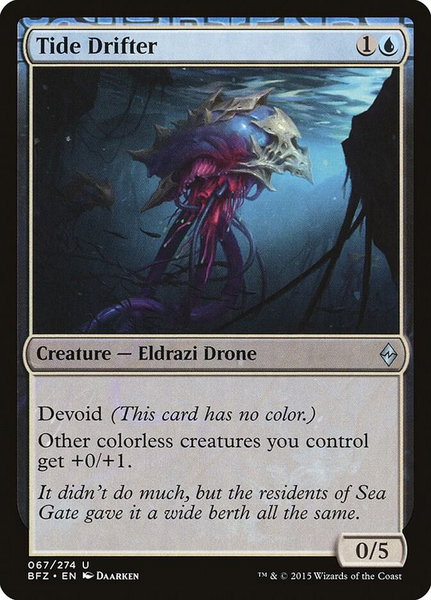 Tide Drifter trading card from Battle for Zendikar Tide Drifter - Battle for Zendikar Magic: The Gathering trading card