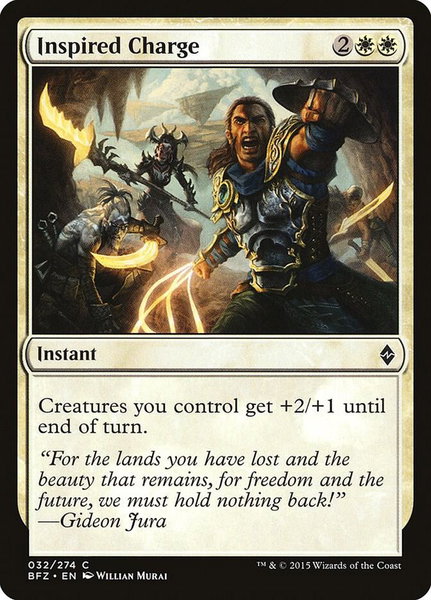 Inspired Charge trading card from Battle for Zendikar Inspired Charge - Battle for Zendikar Magic: The Gathering trading card