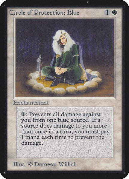 Circle of Protection: Blue trading card from Alpha Edition Circle of Protection: Blue - Alpha Edition Magic: The Gathering trading card