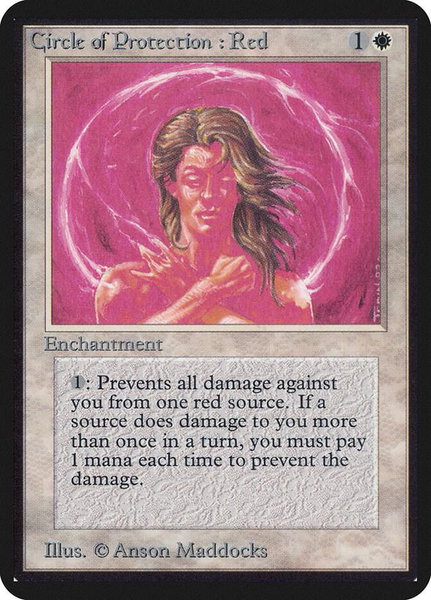 Circle of Protection: Red trading card from Alpha Edition Circle of Protection: Red - Alpha Edition Magic: The Gathering trading card