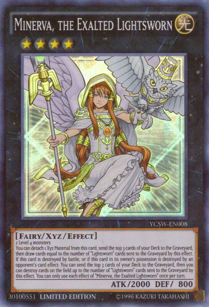 Minerva, the Exalted Lightsworn (Super Rare) trading card from Yu-Gi-Oh! Championship Series Prize Cards Minerva, the Exalted Lightsworn (Super Rare) - Yu-Gi-Oh! Championship Series Prize Cards YuGiOh trading card