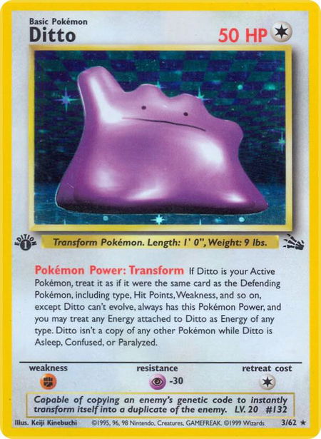 Ditto (3) trading card from Fossil Ditto (3) - Fossil Pokémon trading card