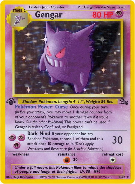 Gengar (5) - Fossil Pokémon trading card