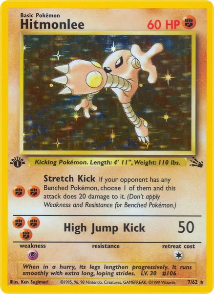 Hitmonlee (7) - Fossil Pokémon trading card