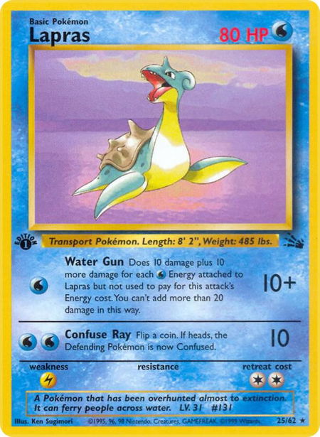 Lapras (25) - Fossil Pokémon trading card