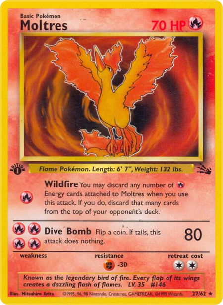 Moltres (27) - Fossil Pokémon trading card