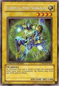 Elemental HERO Sparkman trading card from Elemental Hero Collection 2 Elemental HERO Sparkman - Elemental Hero Collection 2 YuGiOh trading card