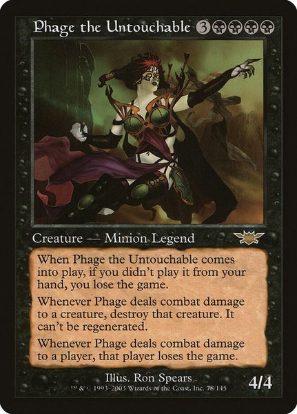 Phage the Untouchable trading card from Legions Phage the Untouchable - Legions Magic: The Gathering trading card