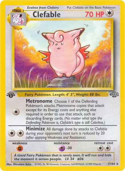 Clefable (17) trading card from Jungle Clefable (17) - Jungle Pokémon trading card