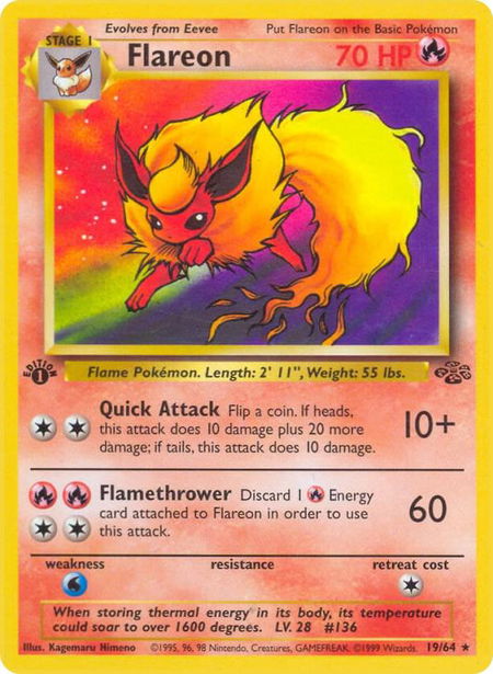 Flareon (19) trading card from Jungle Flareon (19) - Jungle Pokémon trading card