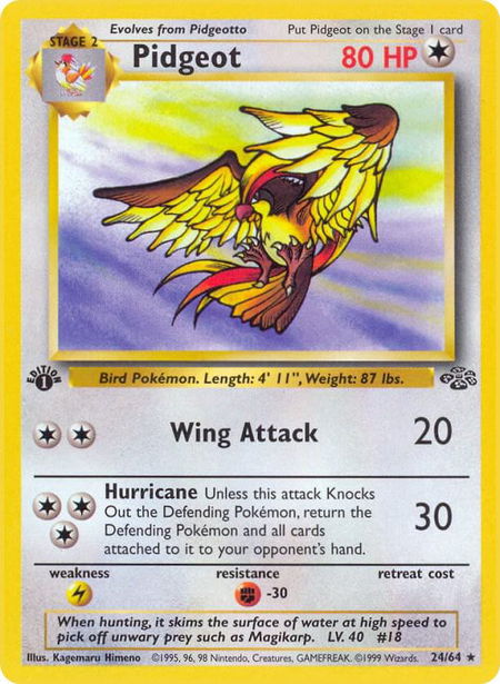 Pidgeot (24) trading card from Jungle Pidgeot (24) - Jungle Pokémon trading card