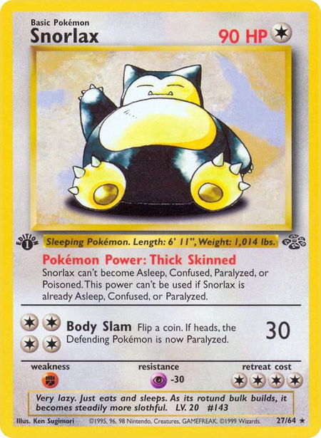 Snorlax (27) trading card from Jungle Snorlax (27) - Jungle Pokémon trading card