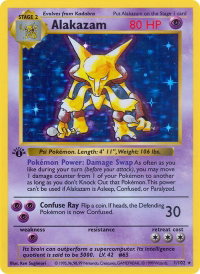 Alakazam - Base Set (Shadowless) (BSS) #001/102 - Holo Rare Pokémon Trading Card