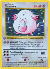 Chansey - Base Set (Shadowless) (BSS) #003/102 - Holo Rare Pokémon Trading Card
