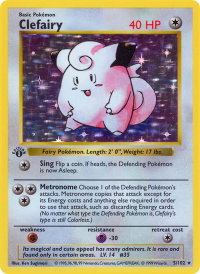 Clefairy - Base Set (Shadowless) (BSS) #005/102 - Holo Rare Pokémon Trading Card