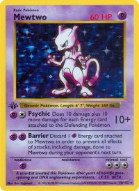 Mewtwo - Base Set (Shadowless) (BSS) #010/102 - Holo Rare Pokémon Trading Card