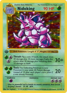 Nidoking - Base Set (Shadowless) (BSS) #011/102 - Holo Rare Pokémon Trading Card
