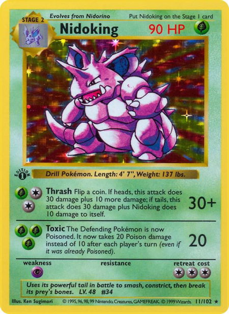 Nidoking - Base Set (Shadowless) Pokémon trading card