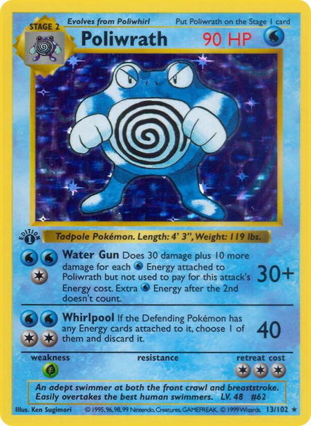 Poliwrath - Base Set (Shadowless) Pokémon trading card