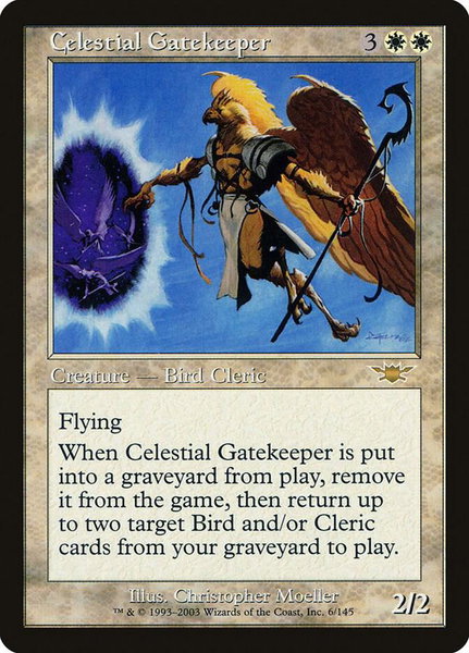 Celestial Gatekeeper trading card from Legions Celestial Gatekeeper - Legions Magic: The Gathering trading card