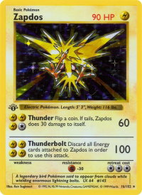 Zapdos - Base Set (Shadowless) (BSS) #016/102 - Holo Rare Pokémon Trading Card
