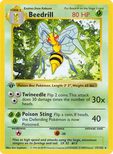 Beedrill - Base Set (Shadowless) Pokémon trading card