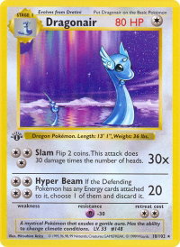 Dragonair - Base Set (Shadowless) (BSS) #018/102 - Rare Pokémon Trading Card