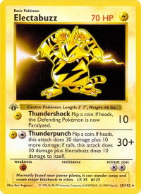 Electabuzz - Base Set (Shadowless) (BSS) #020/102 - Rare Pokémon Trading Card