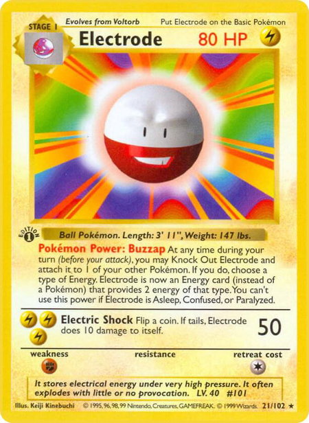 Electrode - Base Set (Shadowless) Pokémon trading card