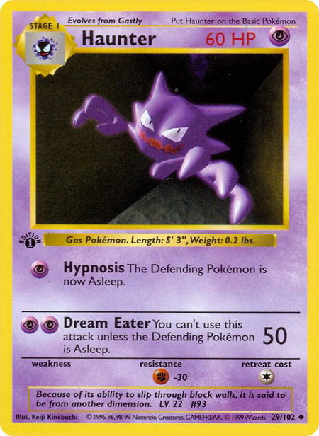 Haunter - Base Set (Shadowless) Pokémon trading card