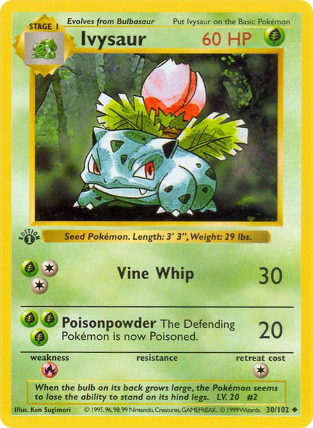 Ivysaur - Base Set (Shadowless) Pokémon trading card