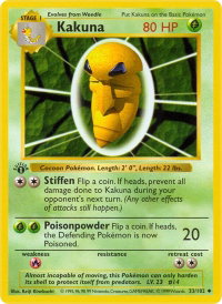 Kakuna - Base Set (Shadowless) (BSS) #033/102 - Uncommon Pokémon Trading Card