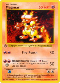 Magmar - Base Set (Shadowless) (BSS) #036/102 - Uncommon Pokémon Trading Card