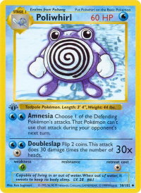 Poliwhirl - Base Set (Shadowless) (BSS) #038/102 - Uncommon Pokémon Trading Card