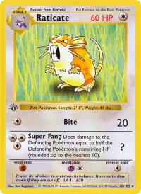 Raticate - Base Set (Shadowless) (BSS) #040/102 - Uncommon Pokémon Trading Card