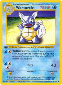 Wartortle - Base Set (Shadowless) (BSS) #042/102 - Uncommon Pokémon Trading Card