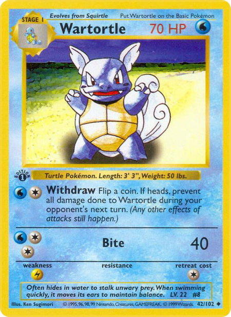Wartortle - Base Set (Shadowless) Pokémon trading card