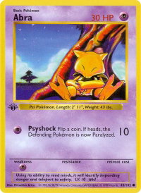 Abra - Base Set (Shadowless) (BSS) #043/102 - Common Pokémon Trading Card