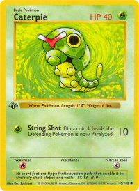 Caterpie - Base Set (Shadowless) (BSS) #045/102 - Common Pokémon Trading Card