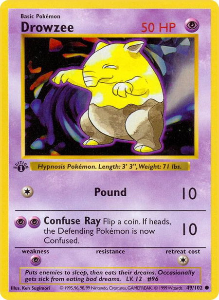Drowzee - Base Set (Shadowless) Pokémon trading card