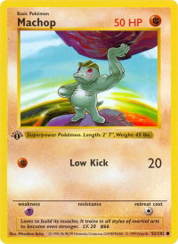 Machop - Base Set (Shadowless) (BSS) #052/102 - Common Pokémon Trading Card